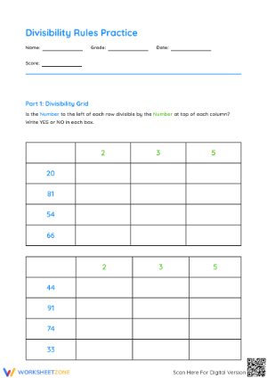 Divisibility: 2, 3, 5