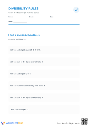 Essential Divisibility Rules Worksheet | Grade 5-6 Math