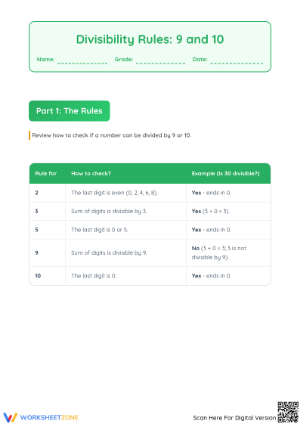 Grade 4 Divisibility — Printable No-Prep Worksheet