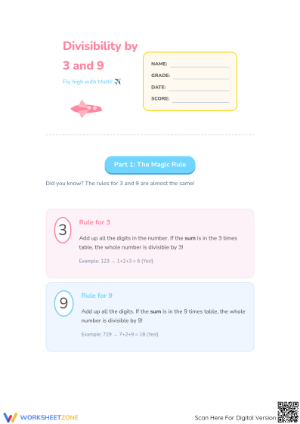 Essential Divisibility by 3 and 9 Worksheet | Grade 4-5