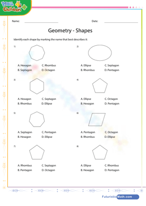 Geometry Shapes Identification Worksheet