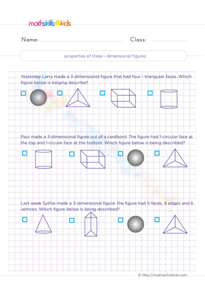 Properties of three dimensional figures