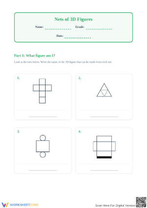 Essential Nets of 3D Figures Worksheet | Grade 5 Math