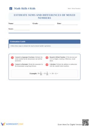 Estimate Mixed Number Sums & Differences | Grade 5 Essential