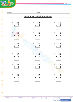 Add 2 to 1 digit numbers