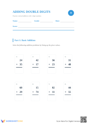 Essential Double Digit Addition Worksheet | Grade 2 Math