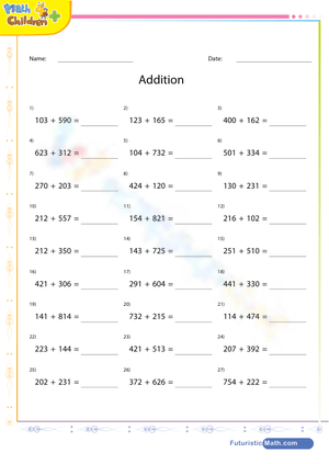 Addition of 3-digit numbers