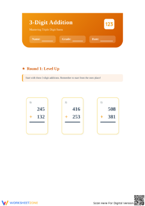 Essential 3-Digit Addition Worksheet Packet | Grade 2-3
