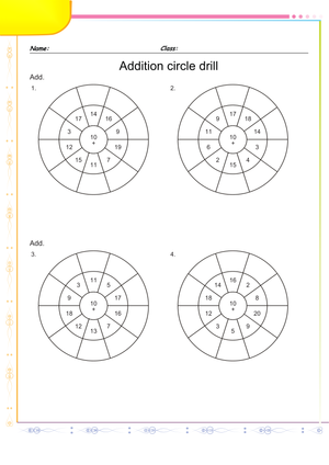 Addition Circle Drill Practice Worksheet