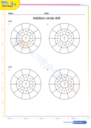 Addition Circle Drill Practice Worksheet