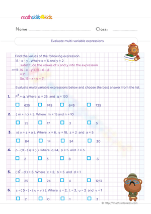 Evaluate multi-variable expressions