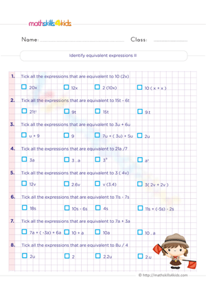 ldentify equivalent expressions
