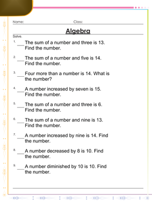 Solve Algebra Number Problems