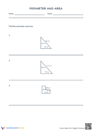 Grade 3 Area & Perimeter — Printable No-Prep Worksheet