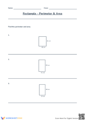 Grade 3 Area & Perimeter — Printable No-Prep Worksheet