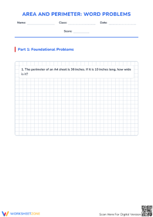 Grade 3 Area & Perimeter — Printable No-Prep Worksheet