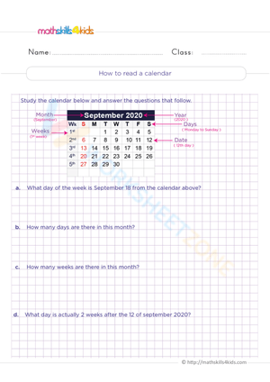 Grade 3 Calendar Skills — Essential No-Prep Worksheet