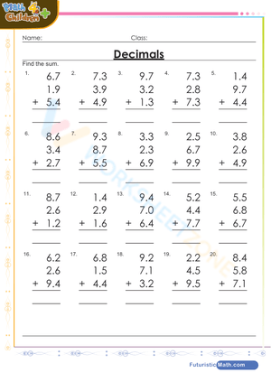 Addition of 3 decimals