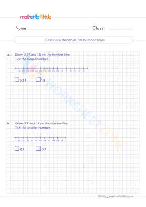 Printable Compare Decimals Worksheet | Grade 4 Math