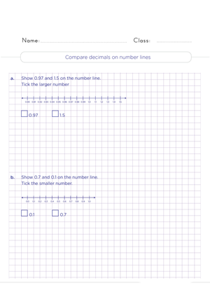 Printable Compare Decimals Worksheet | Grade 4 Math