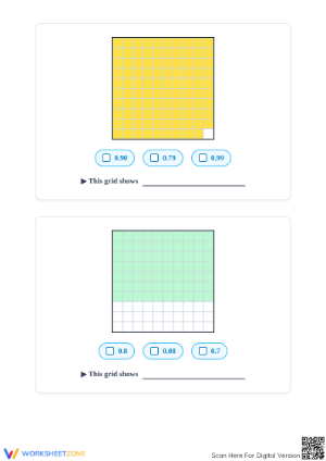 Printable Decimal Models Worksheet | Grade 4 Math