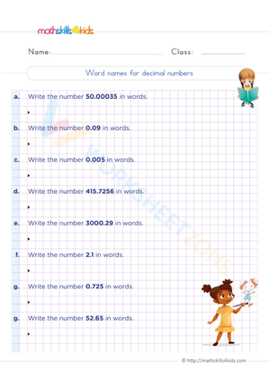 Word names for decimal numbers
