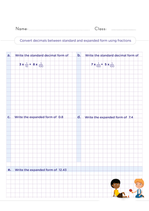 Printable Decimal Expanded Form Worksheet | Grade 5 Math