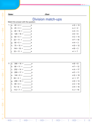 Grade 5 Division — Printable No-Prep Worksheet