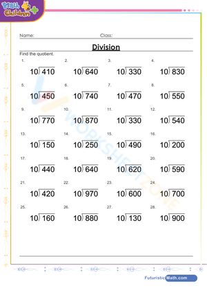 Grade 4 Division — Printable No-Prep Worksheet
