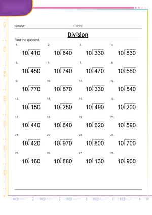 Grade 4 Division — Printable No-Prep Worksheet