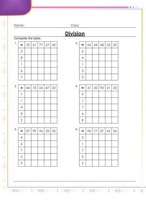 Grade 3 Division — Printable No-Prep Worksheet