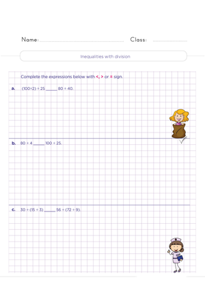 Grade 5 Division Inequalities — Printable No-Prep Worksheet