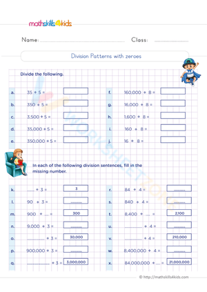 Grade 4 Division Patterns — Printable No-Prep Worksheet