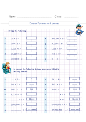 Grade 4 Division Patterns — Printable No-Prep Worksheet