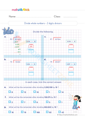 Divide whole numbers - 2 digits divisors