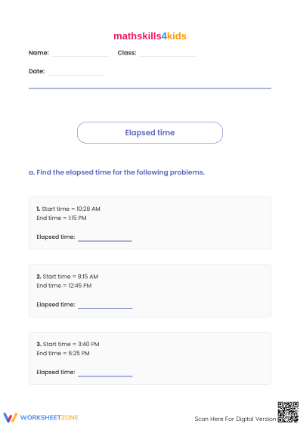 Printable Elapsed Time Worksheet | Grade 6-8 Math