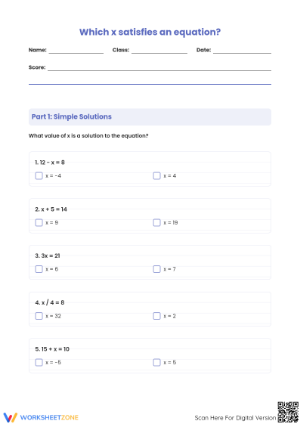 Grade 6 Equations — Printable No-Prep Worksheet