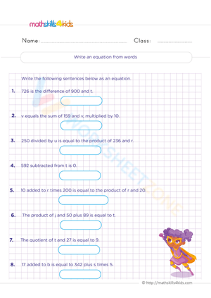 Write an equation from words