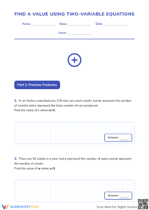 Grade 6 Systems of Equations — Printable No-Prep Worksheet