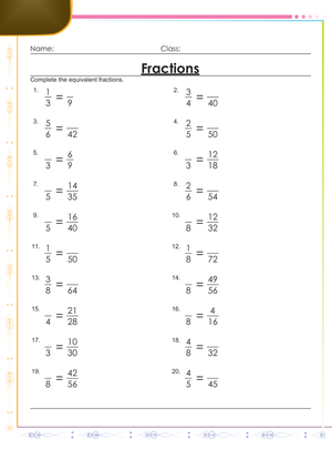 Identify Equivalent Fractions Worksheet