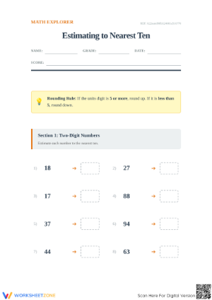Printable Rounding to the Nearest Ten Worksheet | Grade 3