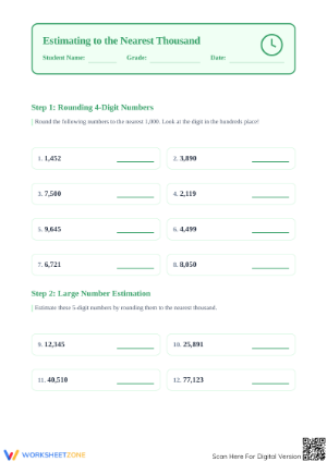 Grade 4 Rounding — Printable No-Prep Worksheet