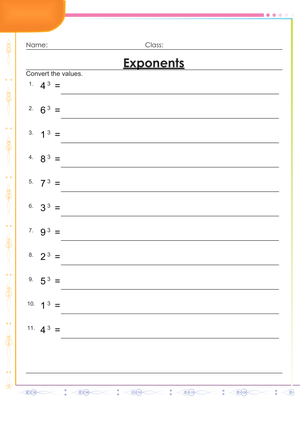 Essential Exponents to the 3rd Power Worksheet | Grade 6