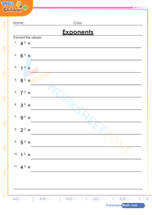 Essential Exponents to the 3rd Power Worksheet | Grade 6