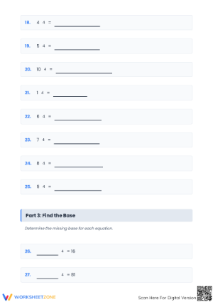 Grade 6 Exponents — Printable No-Prep Worksheet