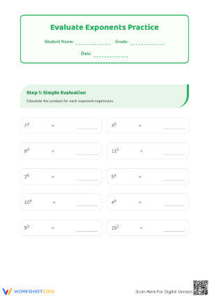 Essential Exponents Worksheet | Grade 8 Math