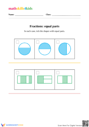 Grade 2 Fractions — Printable No-Prep Worksheet