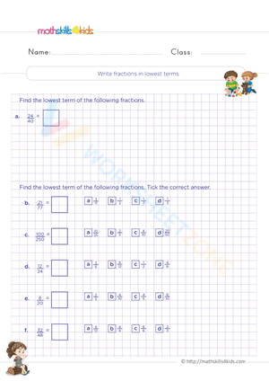 Write fractions in lowest terms