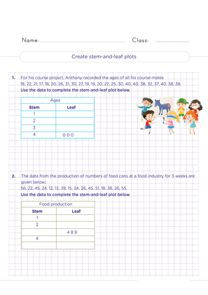 Printable Stem-and-Leaf Plots Worksheet | Grade 6 Math
