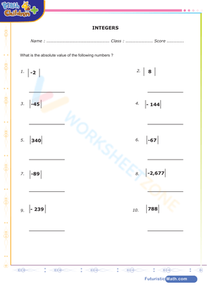 Absolute values of intergers